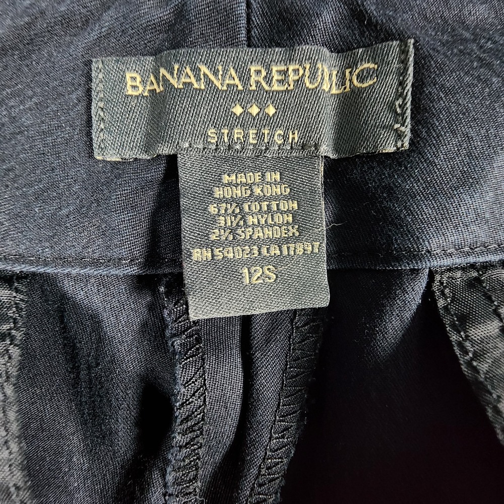 Banana Republic Stretch Black Wide Leg Pants Size 12S‎ Boho Preppy - Picture 9 of 12